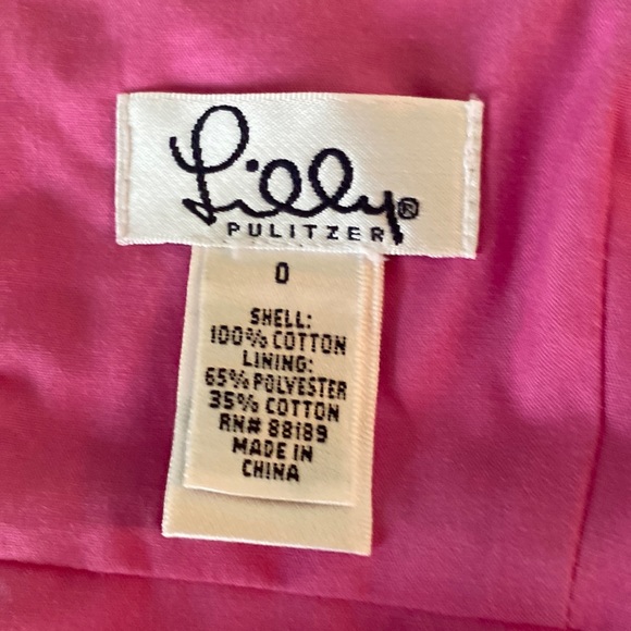 HTF Lilly Pulitzer Pink Floral Eyelet Lace White Ribbon Sheath Mini Dress - 0 - Picture 9 of 9